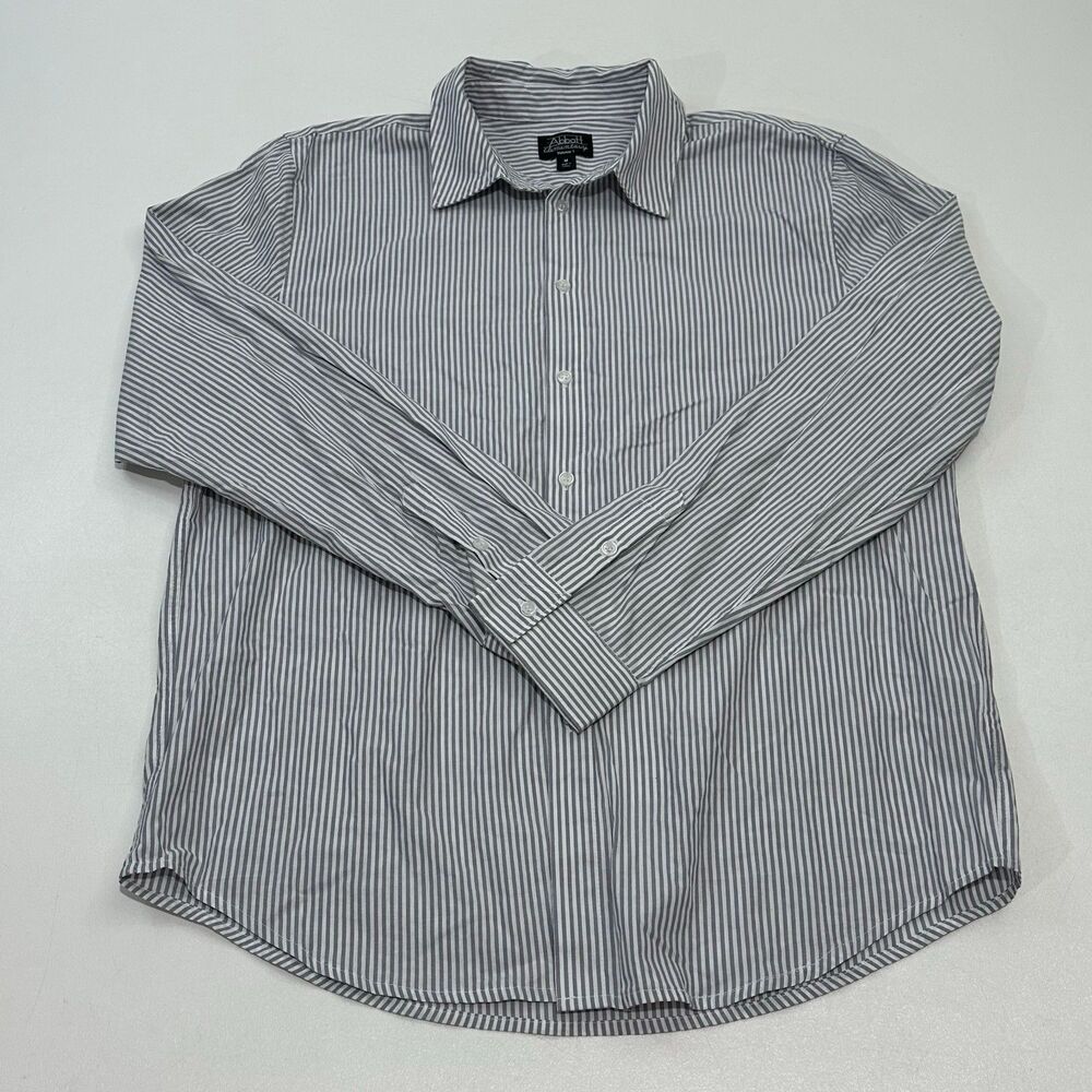 Abbott Elementary Button-Up Shirt Gray White Striped, Size M